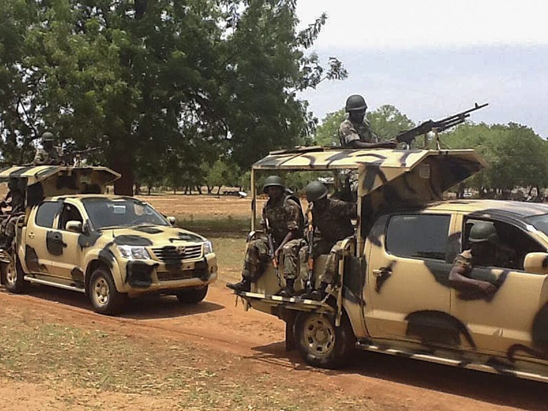 Nigerian soldiers arrive in Yola, Nigeria, on May 20, following the declaration of a state of emergency there and in two other states.