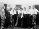 Attorney Samuel Leibowitz, confers with seven of the defendants in the Scottsboro rape case in 1935 in Alabama. Thursday, a judge pardoned the remaining three men who hadn't already been pardoned. Attorney Samuel Leibowitz, confers with seven of the defendants in the Scottsboro rape case in 1935 in Alabama. Thursday, a judge pardoned the remaining three men who hadn't already been pardoned.