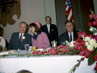 Lady Bird Johnson (left), Vice President Lyndon B. Johnson, First Lady Jacqueline Kennedy and President John F. Kennedy sit during the Fort Worth Chamber of Commerce Breakfast at the Hotel Texas. Lady Bird Johnson (left), Vice President Lyndon B. Johnson, First Lady Jacqueline Kennedy and President John F. Kennedy sit during the Fort Worth Chamber of Commerce Breakfast at the Hotel Texas.