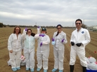 University of California, Davis food safety field scientists Michele Jay-Russell, Paula Kahn-Rivadeneira, Anna Zwieniecka, Navreen Pandher and Peiman Aminabadi celebrate the first day of their experiment testing E. coli survival in soil. University of California, Davis food safety field scientists Michele Jay-Russell, Paula Kahn-Rivadeneira, Anna Zwieniecka, Navreen Pandher and Peiman Aminabadi celebrate the first day of their experiment testing E. coli survival in soil.
