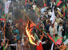 Thousands of Pakistani activists from right-wing political parties protested against U.S. drone strikes on Saturday. Thousands of Pakistani activists from right-wing political parties protested against U.S. drone strikes on Saturday.