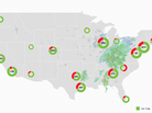 The FlightAware Misery Map combines weather and flight data into a live map. The FlightAware Misery Map combines weather and flight data into a live map.
