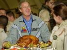 President George W. Bush paid a surprise Thanksgiving visit to American troops in Baghdad on Nov. 27, 2003. President George W. Bush paid a surprise Thanksgiving visit to American troops in Baghdad on Nov. 27, 2003.