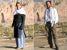 Renee Montagne and Jim Wildman in Bamiyan, Afghanistan, in photos they took of each other. In the background is the space where the giant Buddhas were located before the Taliban blasted them out. Renee Montagne and Jim Wildman in Bamiyan, Afghanistan, in photos they took of each other. In the background is the space where the giant Buddhas were located before the Taliban blasted them out.
