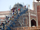 Elaborate scaffolding was erected to complete the work on the exterior of Humayun's Tomb. Elaborate scaffolding was erected to complete the work on the exterior of Humayun's Tomb.