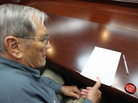 This photo taken on Nov. 9 and released on Nov. 30 by North Korea's official Korean Central News Agency shows American Merrill Newman inking his thumbprint onto a written apology for his alleged crimes both as a tourist and during his participation in the Korean War. This photo taken on Nov. 9 and released on Nov. 30 by North Korea's official Korean Central News Agency shows American Merrill Newman inking his thumbprint onto a written apology for his alleged crimes both as a tourist and during his participation in the Korean War.