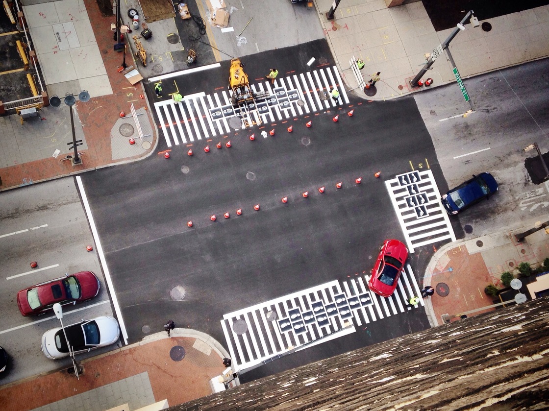 The crosswalk hopscotch as seen from above. The crosswalk hopscotch as seen from above.
