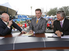 Fox sportscasters Terry Bradshaw, Howie Long and Jimmy Johnson appear during the 2005 Super Bowl pregame show in Jacksonville, Fla. Fox sportscasters Terry Bradshaw, Howie Long and Jimmy Johnson appear during the 2005 Super Bowl pregame show in Jacksonville, Fla.