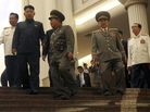 In a photo from July, North Korean leader Kim Jong Un (second left) is flanked by top advisers, including his uncle Jang Song Thaek, at far right in white uniform. In a photo from July, North Korean leader Kim Jong Un (second left) is flanked by top advisers, including his uncle Jang Song Thaek, at far right in white uniform.