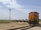 A train leaves the Rangeland Energy company's crude oil loading terminal near Epping, N.D. So far this year, 60 percent of all oil produced in North Dakota left the state by rail. One economist says there aren't enough oil tankers to fill the demand. A train leaves the Rangeland Energy company's crude oil loading terminal near Epping, N.D. So far this year, 60 percent of all oil produced in North Dakota left the state by rail. One economist says there aren't enough oil tankers to fill the demand.