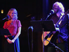 Singer-songwriter Nellie McKay (left) and house musician Jonathan Coulton ham it up at The Bell House in Brooklyn, NY, with a rendition of the tune "Get Along Little Doggies." Singer-songwriter Nellie McKay (left) and house musician Jonathan Coulton ham it up at The Bell House in Brooklyn, NY, with a rendition of the tune "Get Along Little Doggies."