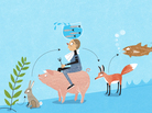 An animal's ranking on the food chain depends on where its meals place on the ladder. That puts plants on the bottom (they make all their food), polar bears on top and people somewhere between pigs and anchovies. An animal's ranking on the food chain depends on where its meals place on the ladder. That puts plants on the bottom (they make all their food), polar bears on top and people somewhere between pigs and anchovies.