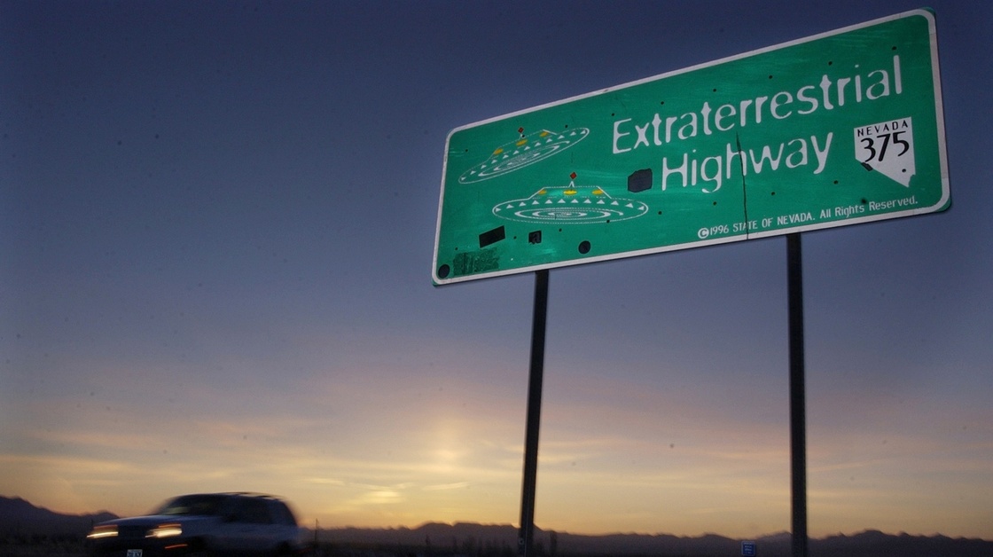 The Extraterrestrial Highway, so named because of reports of UFO activity along the road, runs along the eastern border of the top-secret Area 51 base in Nevada.