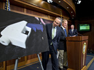 Democratic Sens. Chuck Schumer of New York and Bill Nelson of Florida talk to reporters about their effort to renew the ban on plastic firearms, at the Capitol on Monday. Democratic Sens. Chuck Schumer of New York and Bill Nelson of Florida talk to reporters about their effort to renew the ban on plastic firearms, at the Capitol on Monday.