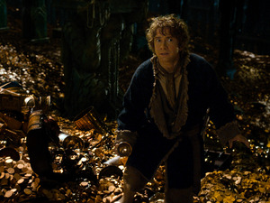 Bilbo Baggins (Martin Freeman) is back for the second installment of the Hobbit trilogy, this time actually spending some time with Smaug the dragon (voiced by Benedict Cumberbatch). Bilbo Baggins (Martin Freeman) is back for the second installment of the Hobbit trilogy, this time actually spending some time with Smaug the dragon (voiced by Benedict Cumberbatch).