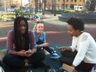 Three high school students in Oakland swap photos using Snapchat. Three high school students in Oakland swap photos using Snapchat.