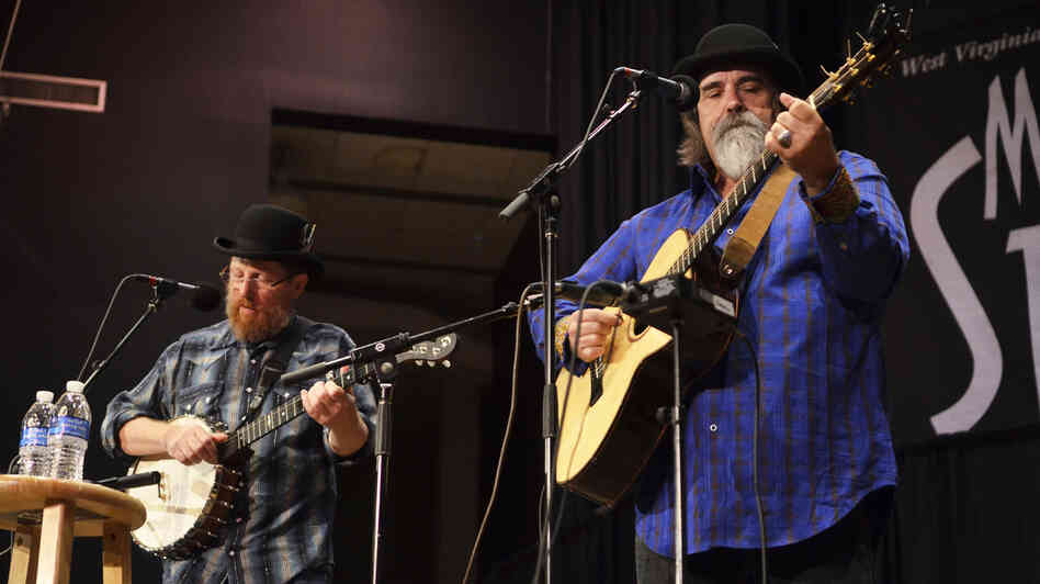 Tim O'Brien (left) and Darrell Scott perform live on Mountain Stage. Tim O'Brien (left) and Darrell Scott perform live on Mountain Stage.