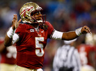 Florida State quarterback Jameis Winston reacts during the ACC Championship game on Saturday at Bank of America Stadium in Charlotte, N.C. Florida State quarterback Jameis Winston reacts during the ACC Championship game on Saturday at Bank of America Stadium in Charlotte, N.C.