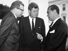 A military plot has been blamed in the death of Brazil's former President Juscelino Kubitschek, seen here at the White House in 1961 speaking with President John F. Kennedy. For years, Kubitschek's death was blamed on a car accident. A military plot has been blamed in the death of Brazil's former President Juscelino Kubitschek, seen here at the White House in 1961 speaking with President John F. Kennedy. For years, Kubitschek's death was blamed on a car accident.