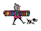 Illustration of woman and books. Illustration of woman and books.