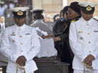 Graca Machel bids farewell to her husband, Nelson Mandela, whose body lay in state Wednesday at the Union Buildings in Pretoria. Graca Machel bids farewell to her husband, Nelson Mandela, whose body lay in state Wednesday at the Union Buildings in Pretoria.