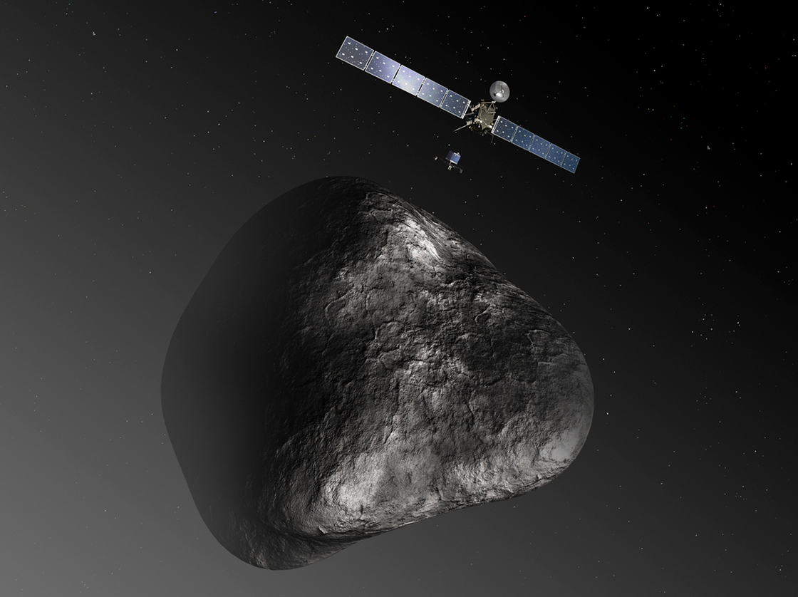 Rosetta and Philae in an artist's rendition of the spacecraft's comet encounter. Rosetta and Philae in an artist's rendition of the spacecraft's comet encounter.