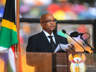 South African President Jacob Zuma addresses the memorial service for Nelson Mandela in Johannesburg, South Africa, on Tuesday. The audience at the service began booing Zuma from the moment he stepped into the stadium. South African President Jacob Zuma addresses the memorial service for Nelson Mandela in Johannesburg, South Africa, on Tuesday. The audience at the service began booing Zuma from the moment he stepped into the stadium.