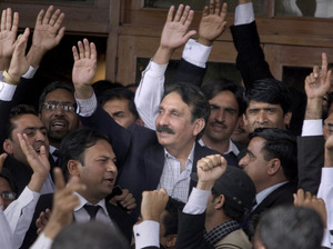 Chief Justice Iftikhar Chaudhry, center, is greeted by lawyers in Islamabad, Pakistan, after the government announced to reinstate him, on Mar. 16, 2009. Pakistan's longest-serving chief justice challenged the status quo and fought to chart a more assertive and independent course for the country's judiciary. Chief Justice Iftikhar Chaudhry, center, is greeted by lawyers in Islamabad, Pakistan, after the government announced to reinstate him, on Mar. 16, 2009. Pakistan's longest-serving chief justice challenged the status quo and fought to chart a more assertive and independent course for the country's judiciary.