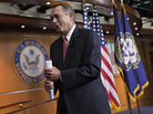 House Speaker John Boehner leaves a news conference Thursday, after criticizing conservative groups that he said held too much sway in Republican politics, "pushing our members in places where they don't want to be." House Speaker John Boehner leaves a news conference Thursday, after criticizing conservative groups that he said held too much sway in Republican politics, "pushing our members in places where they don't want to be."