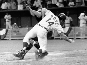 Pete Rose of the National League barreled into American League catcher Ray Fosse at the 1970 All-Star Game in Cincinnati. It's one of the most famous home plate collisions in Major League Baseball history. Pete Rose of the National League barreled into American League catcher Ray Fosse at the 1970 All-Star Game in Cincinnati. It's one of the most famous home plate collisions in Major League Baseball history.