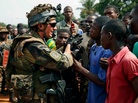 A French soldier talks to a crowd outside a church in Bangui, capital of the Central African Republic, on Thursday. A French soldier talks to a crowd outside a church in Bangui, capital of the Central African Republic, on Thursday.