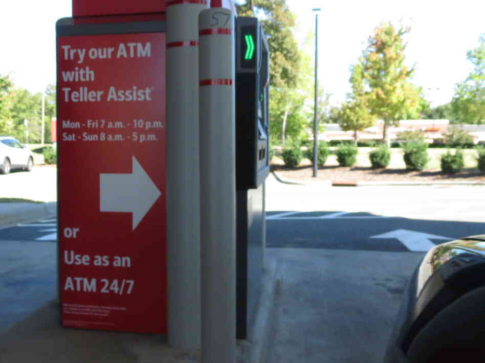 An ATM in Charlotte, N.C., features "teller assist," which allows users to video chat with a remote bank representative. An ATM in Charlotte, N.C., features "teller assist," which allows users to video chat with a remote bank representative.