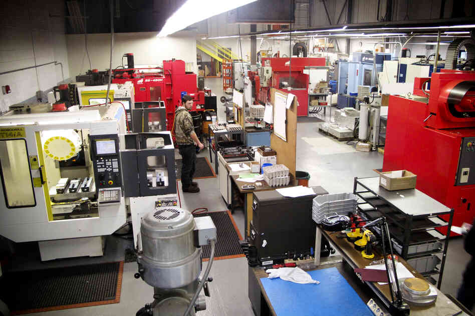 Unlike the smoky, eardrum-damaging factories of yesterday, today's manufacturing is going high-tech. That can mean more robots and automated machines than workers. But companies like Machine Inc. in Stoughton, Mass., are still growing and hiring. Unlike the smoky, eardrum-damaging factories of yesterday, today's manufacturing is going high-tech. That can mean more robots and automated machines than workers. But companies like Machine Inc. in Stoughton, Mass., are still growing and hiring.