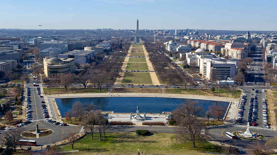 The U.S. Capitol dome provides a view down the National Mall, an area vulnerable to flooding. The U.S. Capitol dome provides a view down the National Mall, an area vulnerable to flooding.