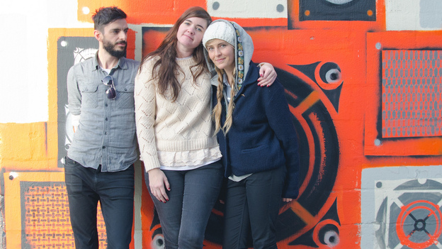 Julianna Barwick and her band pause for a picture outside KEXP in Seattle. (KEXP)