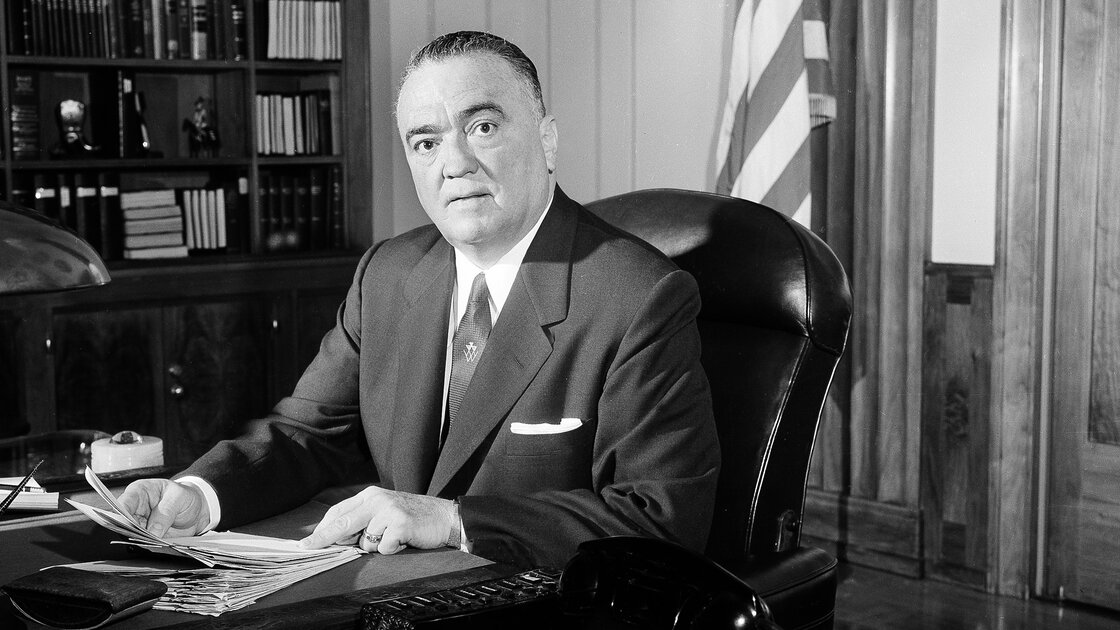 FBI director J. Edgar Hoover is seen in his Washington office, May 20, 1963. The 1971 burglary of one of the bureau's offices revealed the agency's domestic surveillance program.