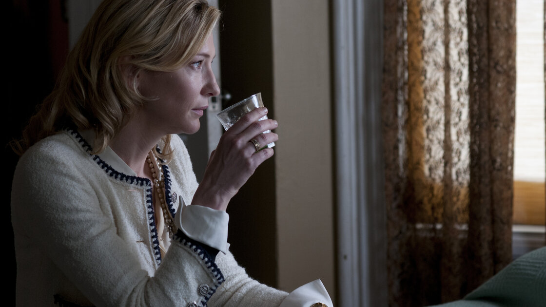 Cate Blanchett's title character looks for a little liquid courage in Blue Jasmine. The actress is nominated for a Golden Globe Award for her performance. Cate Blanchett's title character looks for a little liquid courage in Blue Jasmine. The actress is nominated for a Golden Globe Award for her performance.