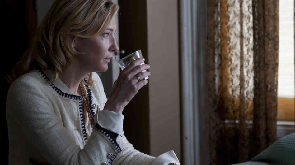 Cate Blanchett's title character looks for a little liquid courage in Blue Jasmine. The actress is nominated for a Golden Globe Award for her performance. Cate Blanchett's title character looks for a little liquid courage in Blue Jasmine. The actress is nominated for a Golden Globe Award for her performance.