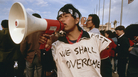 A Chinese student at the 1989 Tiananmen Square protests, where speakers playing Beethoven's Ninth Symphony were rigged up to drown out government broadcasts. A Chinese student at the 1989 Tiananmen Square protests, where speakers playing Beethoven's Ninth Symphony were rigged up to drown out government broadcasts.