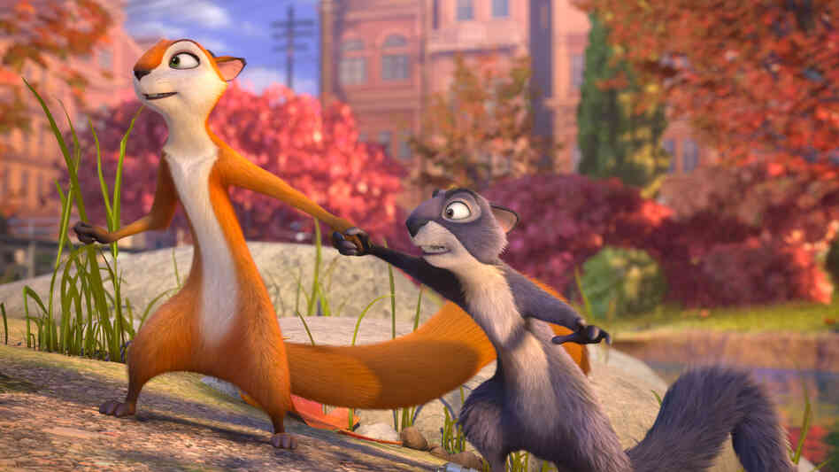 Squirrels Andie (Katherine Heigl) and Surly (Will Arnett) start out on opposite ends of the moral spectrum in The Nut Job. Squirrels Andie (Katherine Heigl) and Surly (Will Arnett) start out on opposite ends of the moral spectrum in The Nut Job.