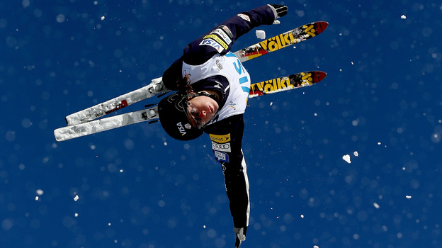 Emily Cook trains in aerials for the Visa Freestyle International in Park City, Utah, last February. (Image credit: Getty Images)