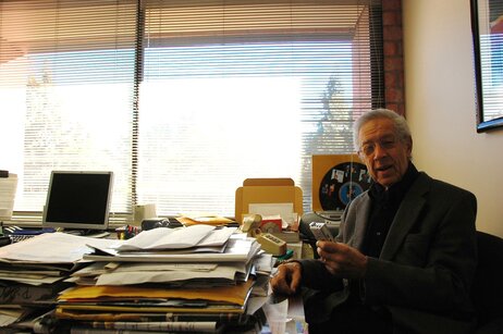 Kenny Burrell in his UCLA office.