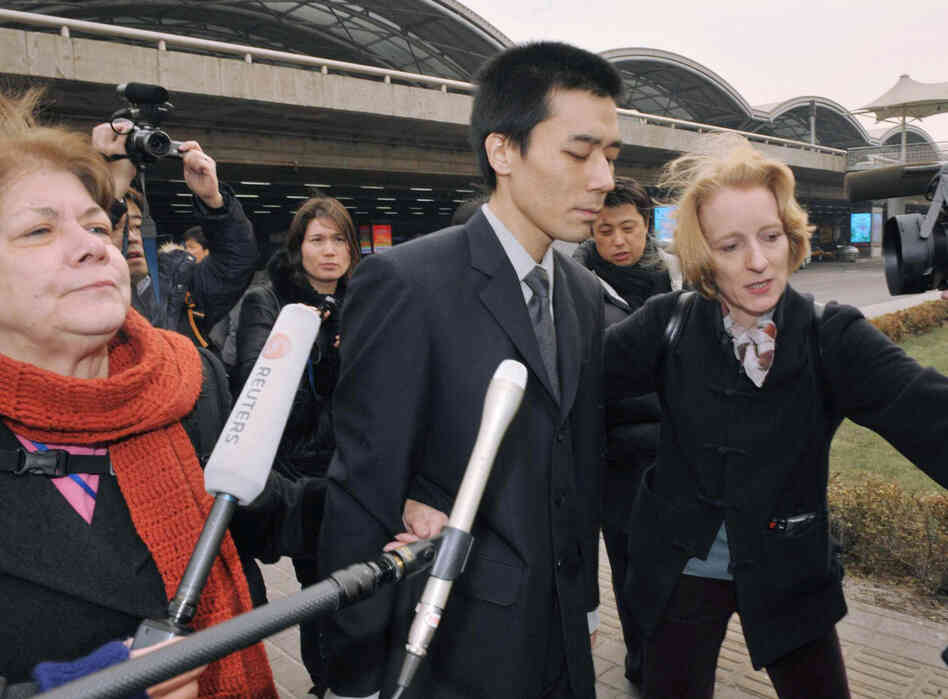 U.S. missionary Robert Park arrives at Beijing Capital International Airport from Pyongyang on Feb. 6, 2010. North Korea detained Park for 43 days for possessing a Bible. U.S. missionary Robert Park arrives at Beijing Capital International Airport from Pyongyang on Feb. 6, 2010. North Korea detained Park for 43 days for possessing a Bible.
