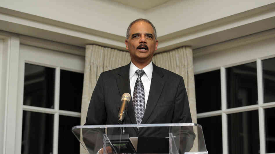 Eric Holder, attorney general of the United States, speaks at a Feb. 7 reception for baseball Hall of Famer Hank Aaron in Washington. Eric Holder, attorney general of the United States, speaks at a Feb. 7 reception for baseball Hall of Famer Hank Aaron in Washington.