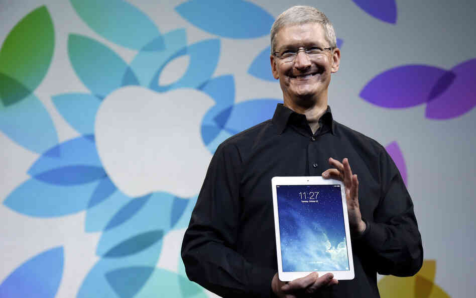 Apple CEO Tim Cook introduced the iPad Air in October 2013. The company says it is publicizing the names of suppliers that are still sourcing minerals from conflict regions. Apple CEO Tim Cook introduced the iPad Air in October 2013. The company says it is publicizing the names of suppliers that are still sourcing minerals from conflict regions.