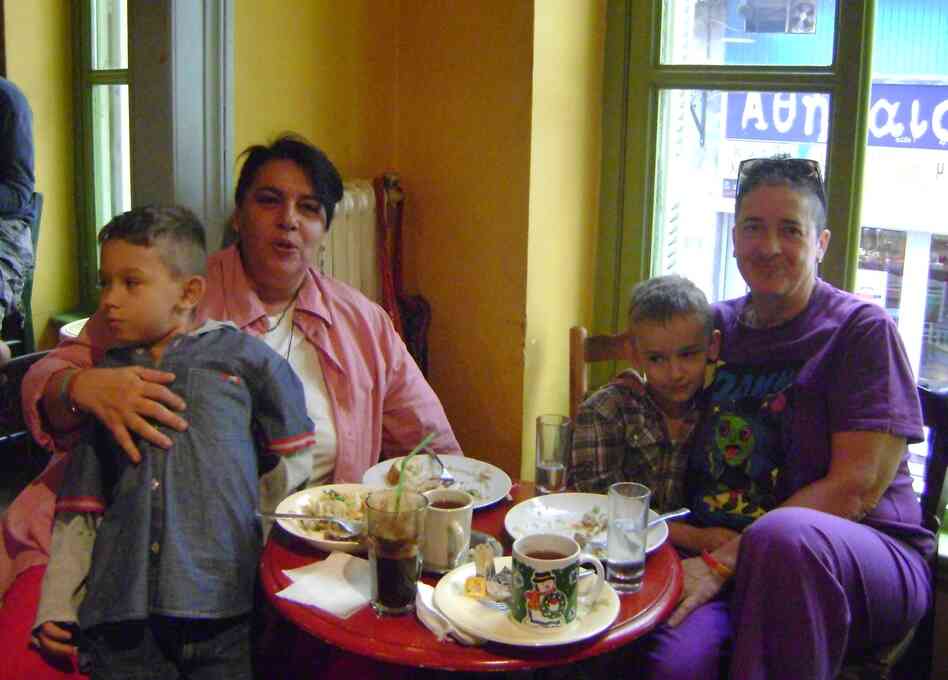 Stella Bellia (left) is the president of Rainbow Families Of Greece, a coalition of same-sex couples with children. She and her Italian partner, Grazia-Haris Scocozza, have twin boys. Stella Bellia (left) is the president of Rainbow Families Of Greece, a coalition of same-sex couples with children. She and her Italian partner, Grazia-Haris Scocozza, have twin boys.