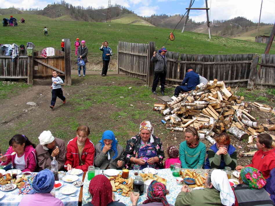 A celebratory dinner for a funeral in Altai, a region that borders Kazakhstan, Mongolia and China. A celebratory dinner for a funeral in Altai, a region that borders Kazakhstan, Mongolia and China.