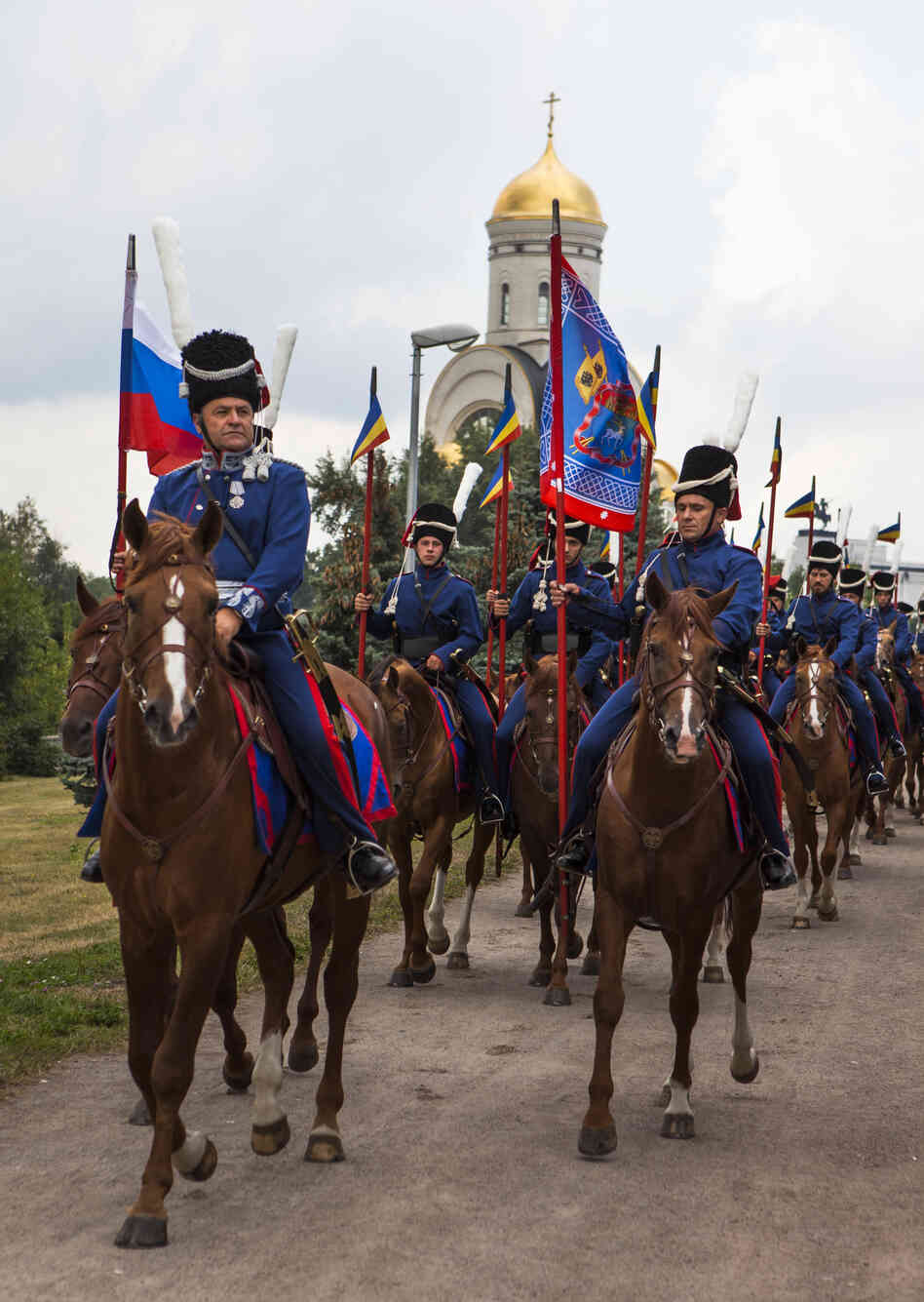Cossacks, who formed a feared military force in czarist times, start their 2012 ceremonial march from Moscow to Paris in memory of soldiers killed during the war against Napoleon in 1812. Cossacks, who formed a feared military force in czarist times, start their 2012 ceremonial march from Moscow to Paris in memory of soldiers killed during the war against Napoleon in 1812.