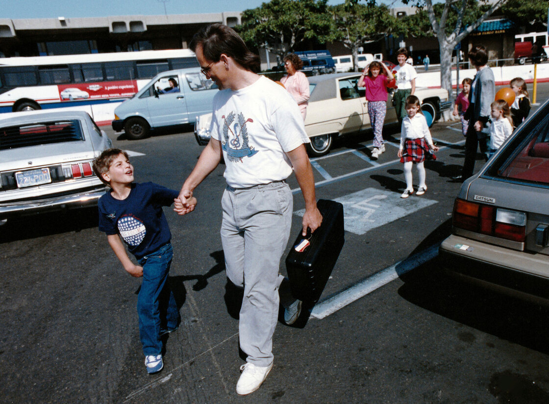 Izidor with his adoptive father on first arriving in San Diego from Romania.