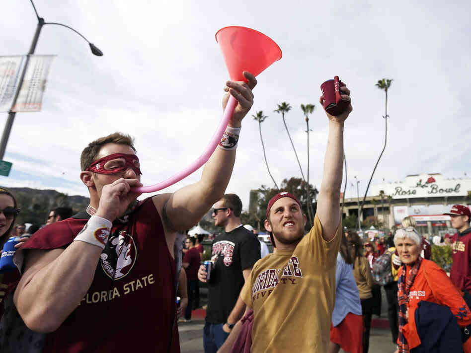 Students drink outside the Rose Bowl during the NCAA BCS national championship game in January. Students drink outside the Rose Bowl during the NCAA BCS national championship game in January.